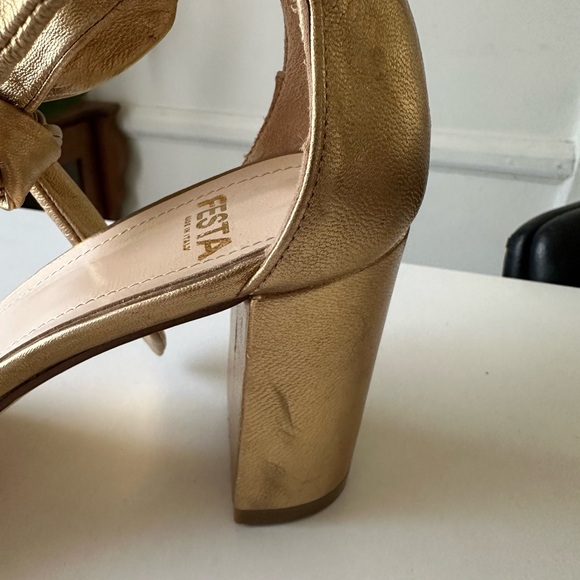 Festa Made in Italy Block Sandal Shoes Open Toes in Gold Size EU 37 1/2 - Picture 10 of 16